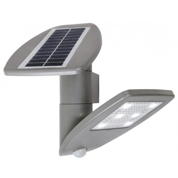 Lutec LT6901101000 LED Solar-Wandleuchte mit Bewegungssensor Zeta 1x2W | 200L | 4000K | IP44 - verstellbar, grau