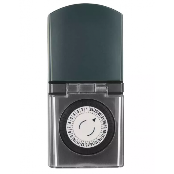 Emos P5508 Outdoor Mechanische Schaltsteckdose mit Timer IP44 - 48 Schaltungen pro Tag, max. 3680W, schwarz