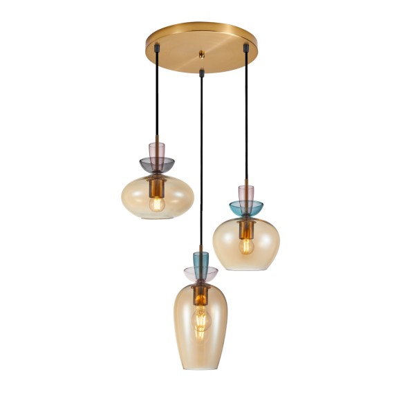 Italux 5906630854554 Pendelleuchte Fanda | 40W E27 | gold | rosa