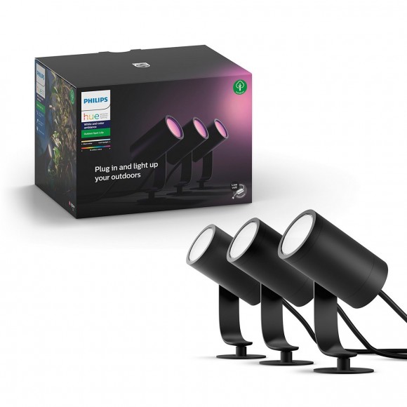 Philips Hue 17414/30/P7 LED Außen Spotleuchte Lily 3x8W | 2200-6500K | RGB | IP44 - 3-Set; White and Color Ambiance