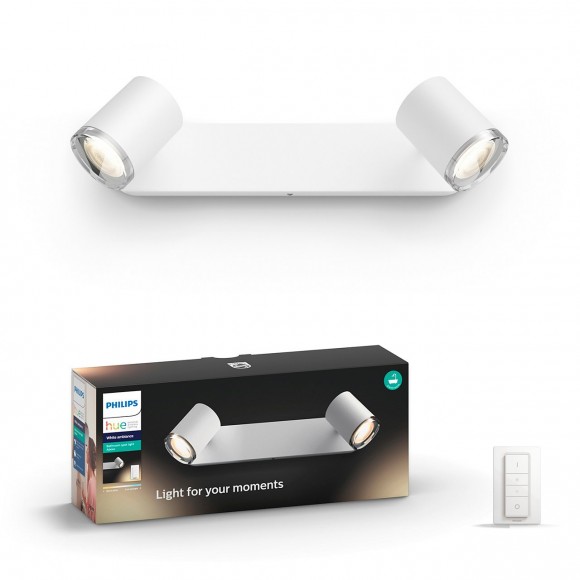 Philips Hue 34360/31/P7 Decken- und Spotleuchte Badleuchte Adore 2x5,5W | GU10 | 2200-6500K | IP44 - White Ambiance