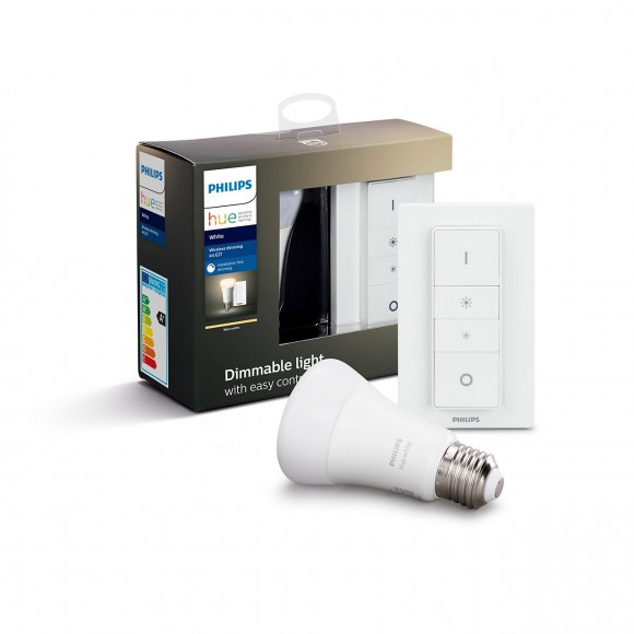 Philips Hue 8718696785331 Starter Kit + LED Lampe + Dimmschalter 1x9W | E27 - Bluetooth weiß