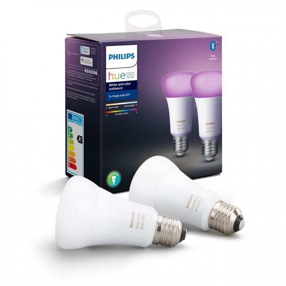 Philips Hue 8718699673284 2x LED Lampe 9,5W|E27 - Bluetooth, White and Color Ambiance
