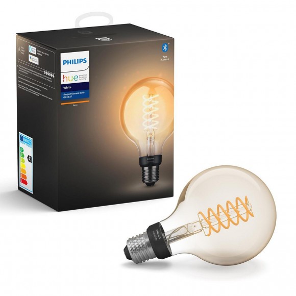 Philips Hue 8718699688882 LED Lampe Filament Globe 1x7W | E27 | 2100K - Bluetooth weiß
