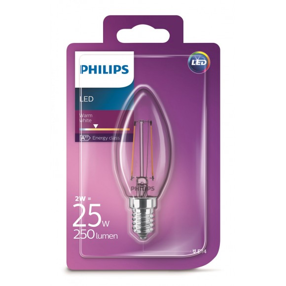 Philips 101383251 LED Lampe Classic 1x2W | E14 | 2700K