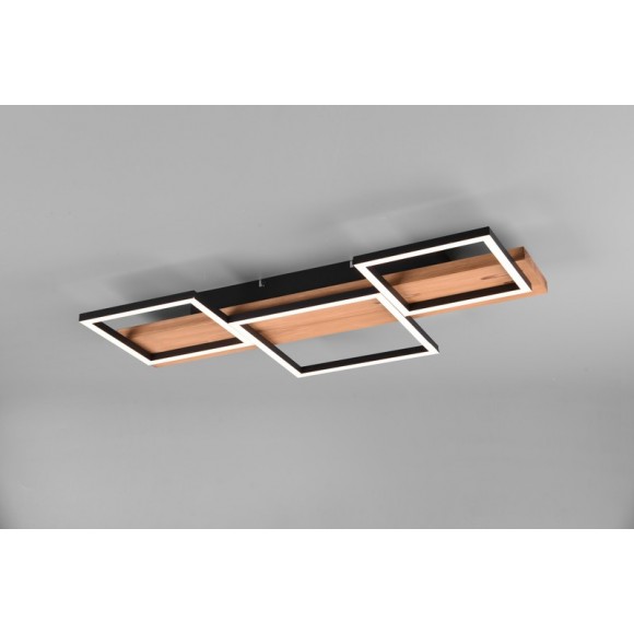 Trio 622910332 LED Deckenleuchte Harper 1x30W | 4000lm | 3000K - dimmbar, Switch Dimmer, schwarz, Holz