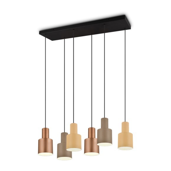 Trio 319400617 Pendelleuchte Agudo 6x40W | E27 | IP20 - höhenverstellbar, Kaffee, Beige, Braun