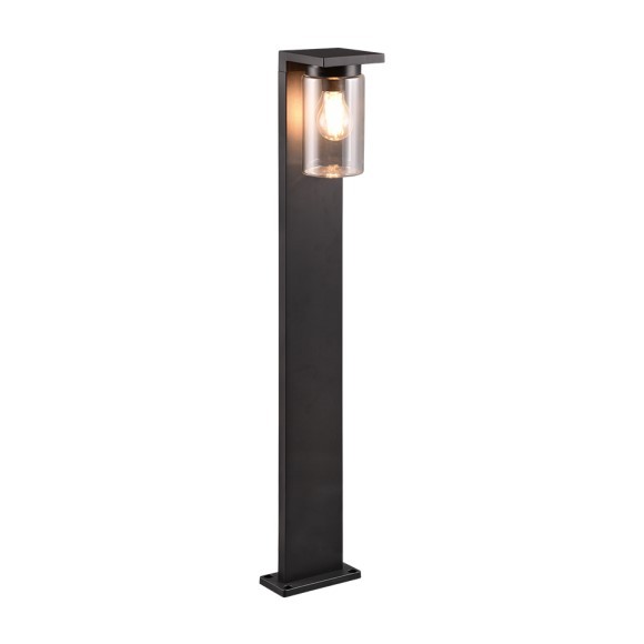 Trio 411660132 Außensäule Ardila 1x40W | E27 | IP44 - Dimmsensor, Licht an/aus Schalter, mattschwarz, transparentes Glas