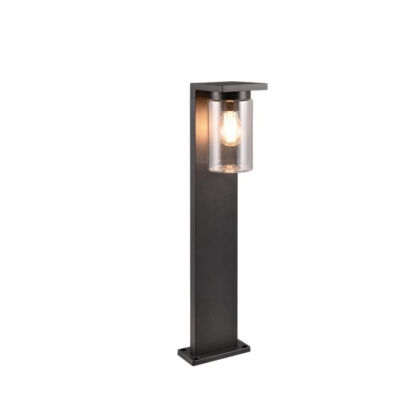 Trio 511660132 Säule Ardila 1x40W | E27 | IP44 - Dimmsensor, Licht ein/aus Schalter, mattschwarz, transparentes Glas