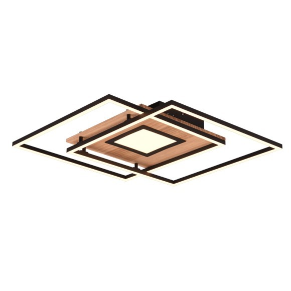 Trio 620710330 LED-Deckenleuchte Via 1x36W | 4200lm | 2700-6500K | IP20 - integrierter Dimmer, stufenlos einstellbare Lichtfarbe, Memory-Funktion, Nachtlicht, Fernbedienung, Holz, schwarz