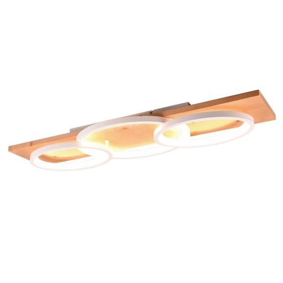 Trio 641110331 LED-Deckenleuchte Barca 1x40W | 4700lm | 3000K | IP20 - 3 Stufen Dimmschalter, Holz, mattweiß