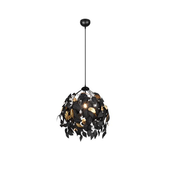 Trio R10461932 Deckenleuchte Leavy 1x28W | E27 - höhenverstellbar, schwarz, gold