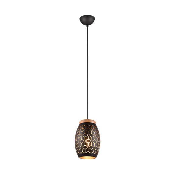 Trio R31571080 Pendelleuchte Bidar 1x28W | E27 | IP20 - höhenverstellbar, schwarz/gold