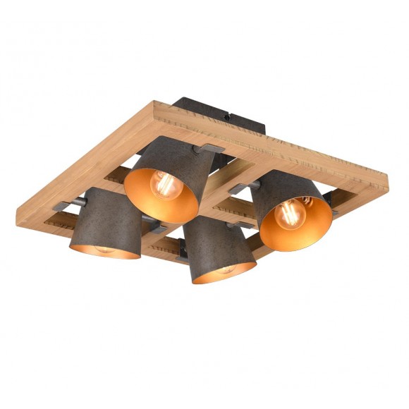 Trio 601900467 Deckenleuchte Bell 4x25w | E14 - Holz, antikes Nickel