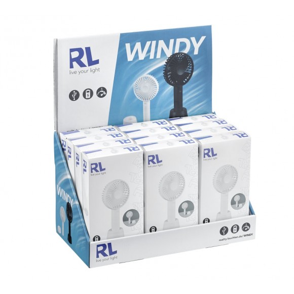 Trio R042-01 Ventilator Windy - 3 Geschwindigkeiten, USB, wiederaufladbar, weiß