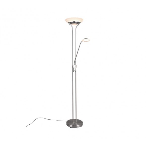 TRIO R40073507 LED Stehleuchte Orson 1x27W + 1x4,5W | 3150lm | 3000K | IP20 - dimmbar Memory-Funktion, separater Schalter, Nickel mit Alabaster