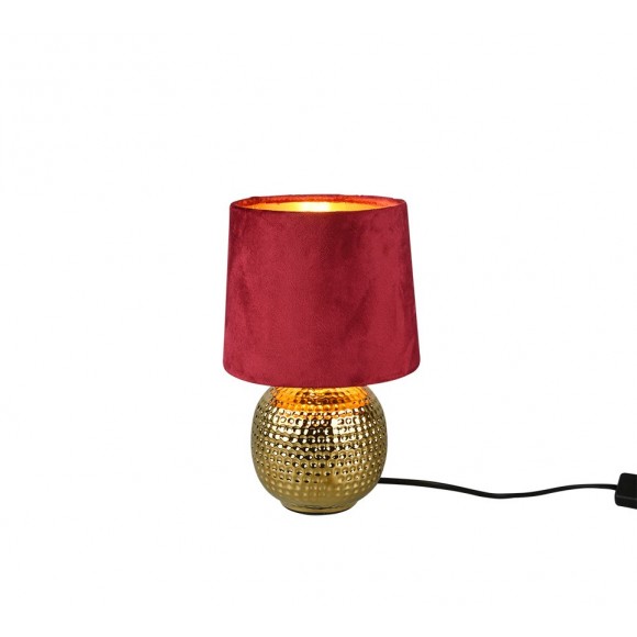 TRIO R50821010 Tischleuchte Sophia 1x40W | E14 | IP20 - Kabelschalter, gold mit rot