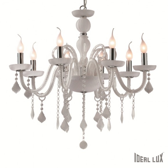 Ideal Lux Hängeleuchte - Kronleuchter Giudecca 8x40W E14 - Milchglas