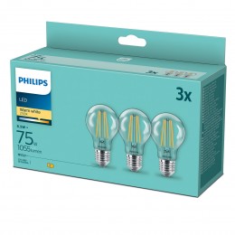 Philips 8718699696955 3er Set LED Filament Leuchtmittel E27 1x8,5W/75W | 1055lm | 2700K