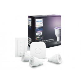Philips HUE StarterKit Lampe WH + RGB 3-Set LED GU10 6,5W 16 milfarieb + bridge + switch